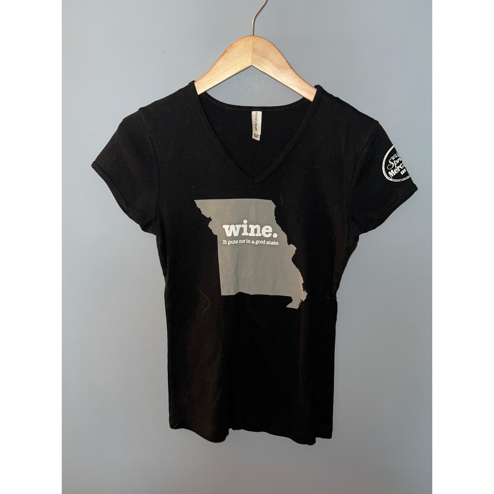 Chris's Stuff Missouri Wine Graphic V-Neck T-Shirt Black Small Willow Spring